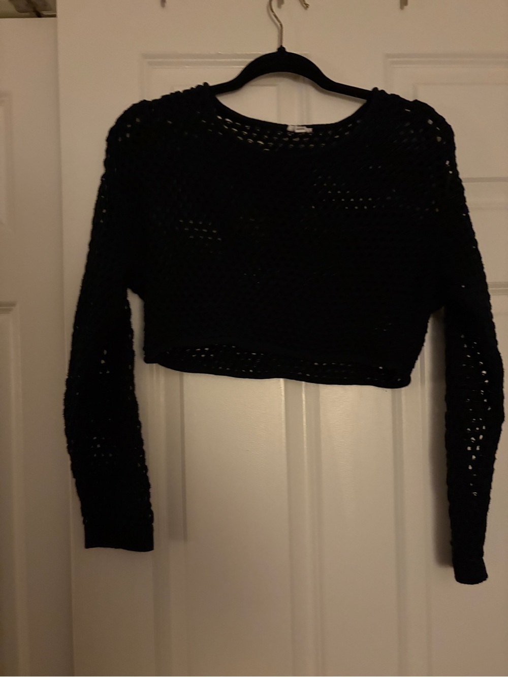 Garage Black Open-Knit Cropped Sweater